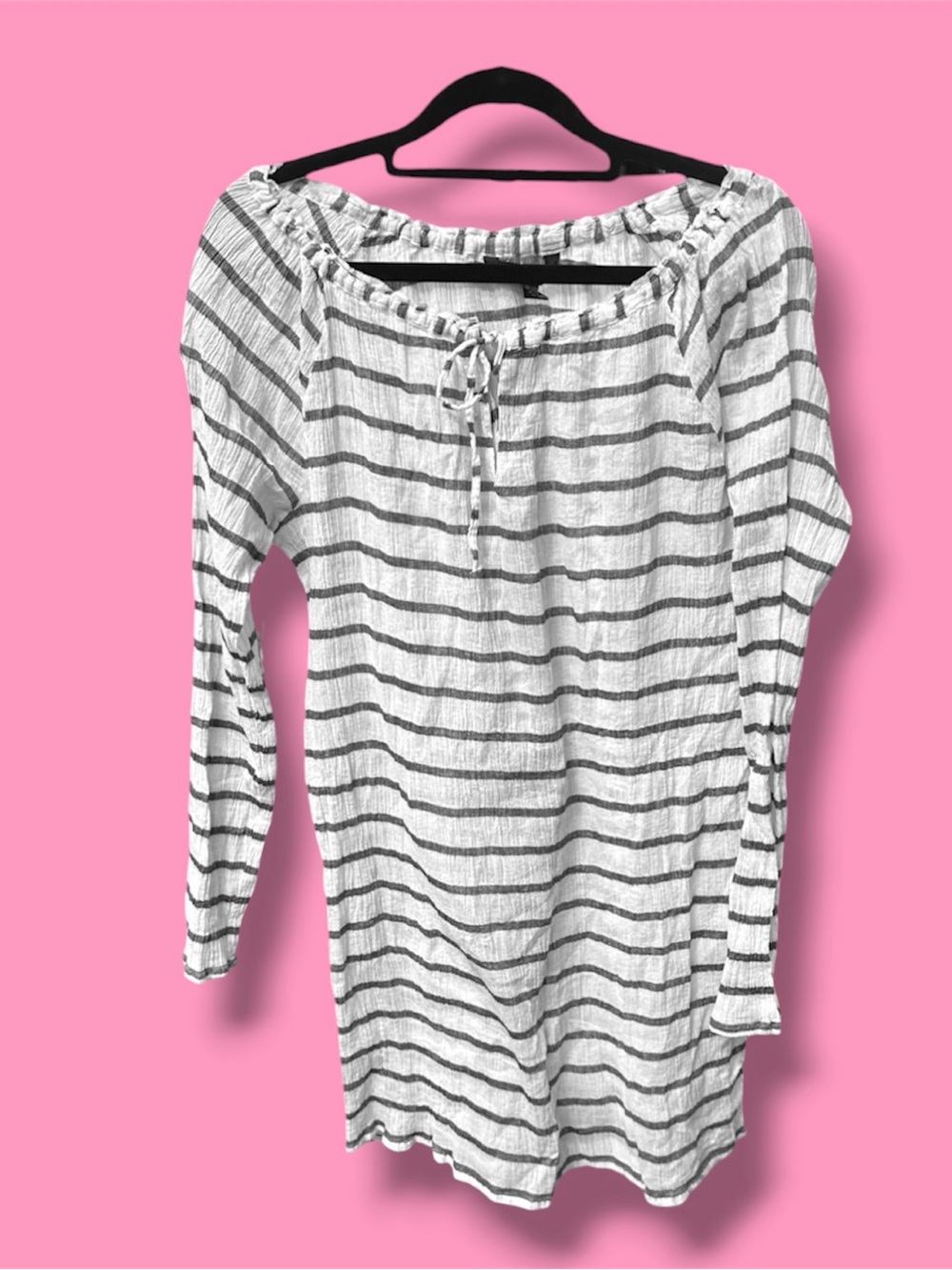 Tommy Hilfiger White Shirt Dress with Grey Stripes